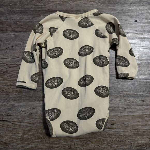 Kate Quinn Baby Boys 6-12 Months Long Sleeve Bodysuit Football Tan Cotton - Picture 3 of 3